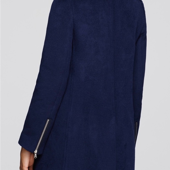 Rebecca Taylor Navy Wool Coat w/ Faux Fur Leopard Collar | Size - Picture 3 of 10